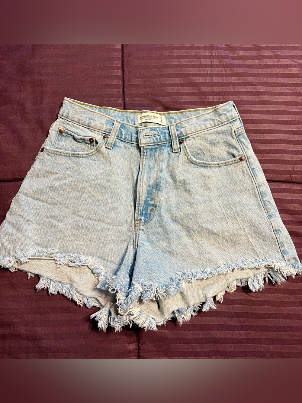 Abercrombie & Fitch Light Blue Frayed Hem Denim Shorts
